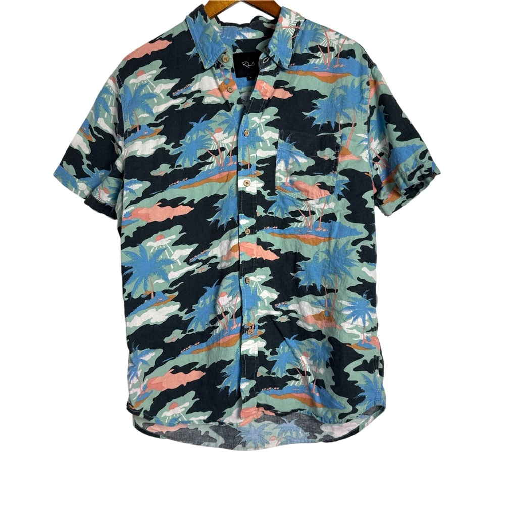 Rails Carson Men's Shirt Lifes A Beach Twilight Linen Button Front Short Sleeve